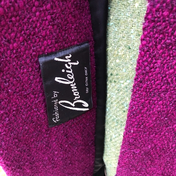 VTG 60S BROMLEIGH BOUCLE WOOL PURPLE MIDI COAT - Picture 4 of 8